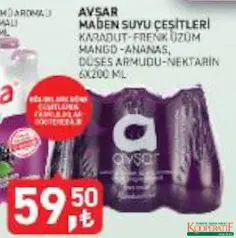 AVŞAR MADEN SUYU ÇEŞİTLERİ 6X200 ML fiyat ve kampanya bilgisi